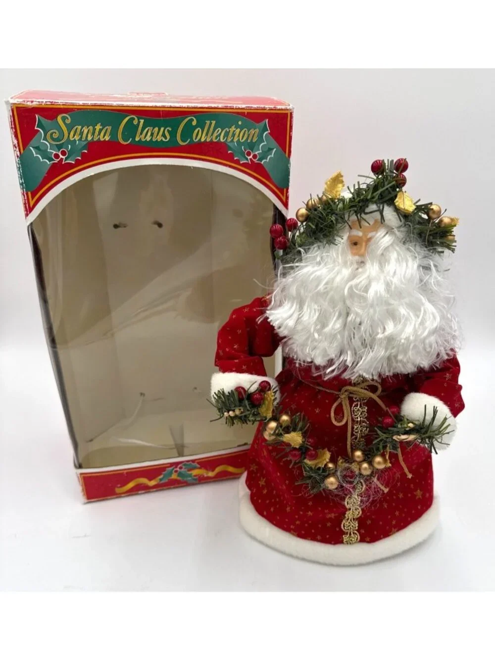 Vintage Porcelain Face Hands Santa Claus Christmas Table Top Tree Topper 12
